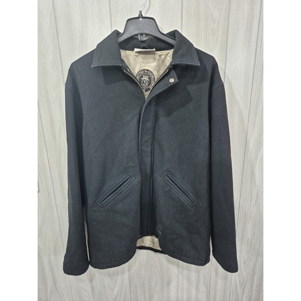 Balfour Melton Wool Black Coat Size L New York Chicago Business Warm Retro